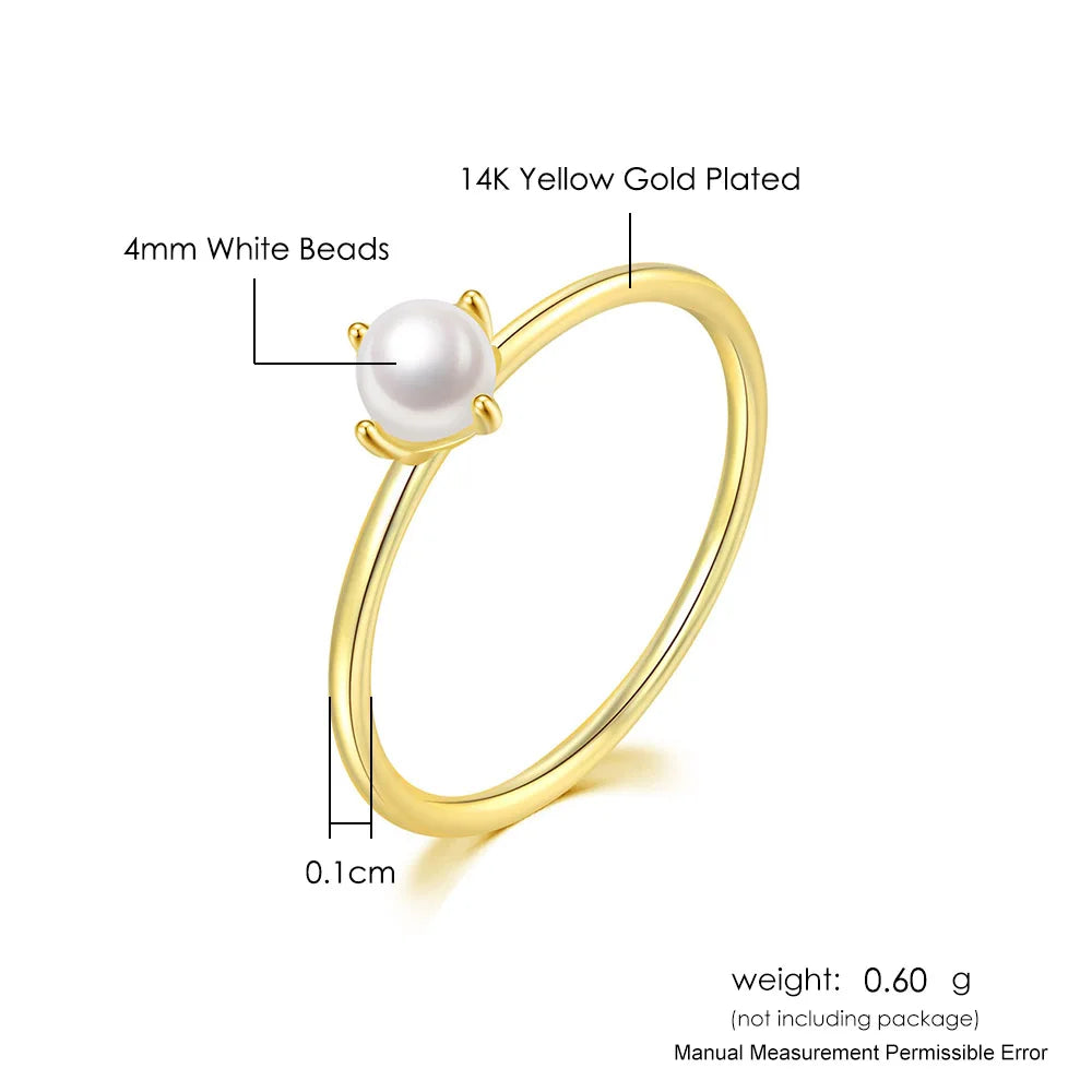 Minimalist Gold Thin Ring with Imitation Pearl – Dainty Women’s Jewelry Gift
