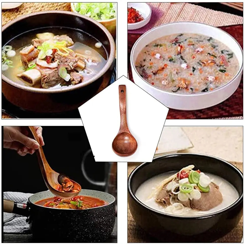 Wooden Serving Ladle – Large Natural Wood Utensil for Soup, Cooking, and Kitchen Use