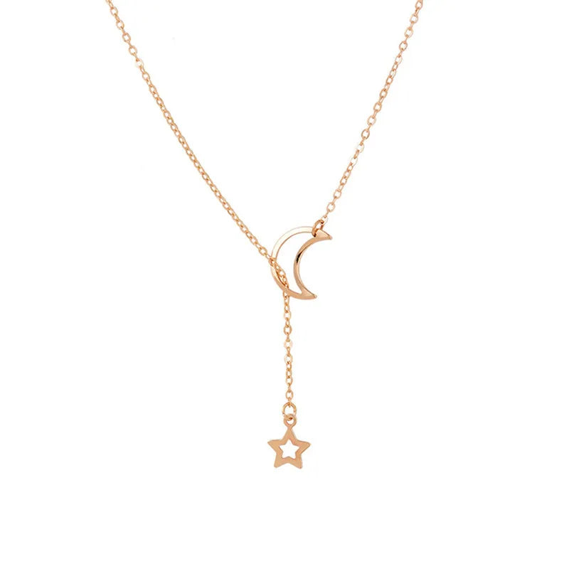 Fashion Gold Color Moon Star Pendant Choker Necklace for Women – Simple Charm Jewelry