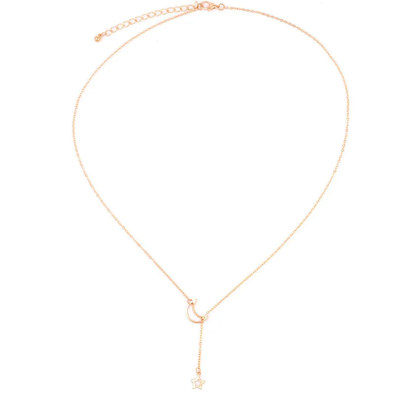 Fashion Gold Color Moon Star Pendant Choker Necklace for Women – Simple Charm Jewelry