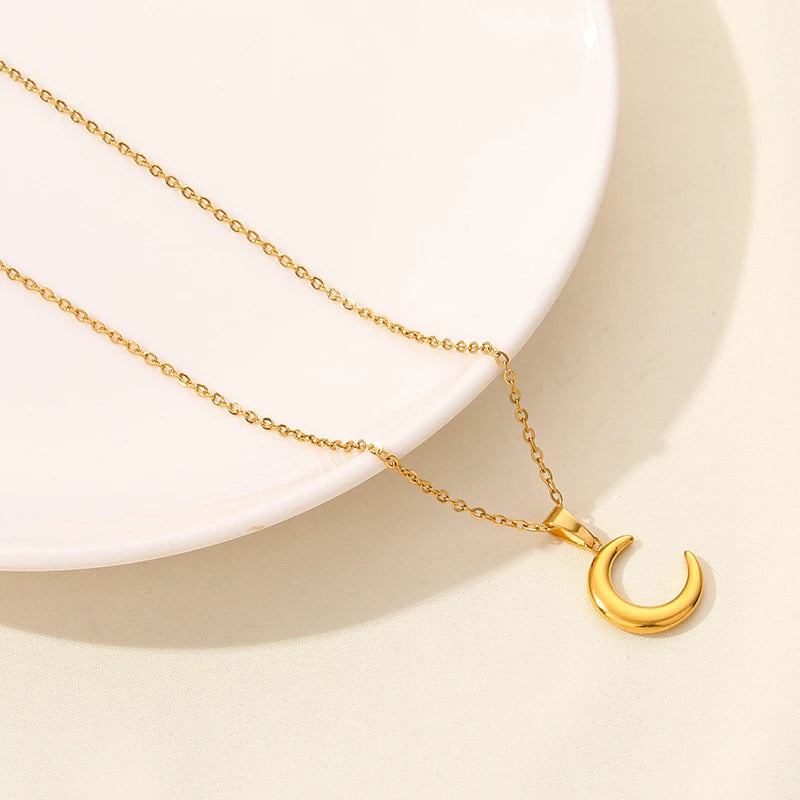 Classic Sun Moon Star Pendant Necklace Link Chain On The Neck Decor Stainless Steel Necklaces For Women Men Accessories Jewelry