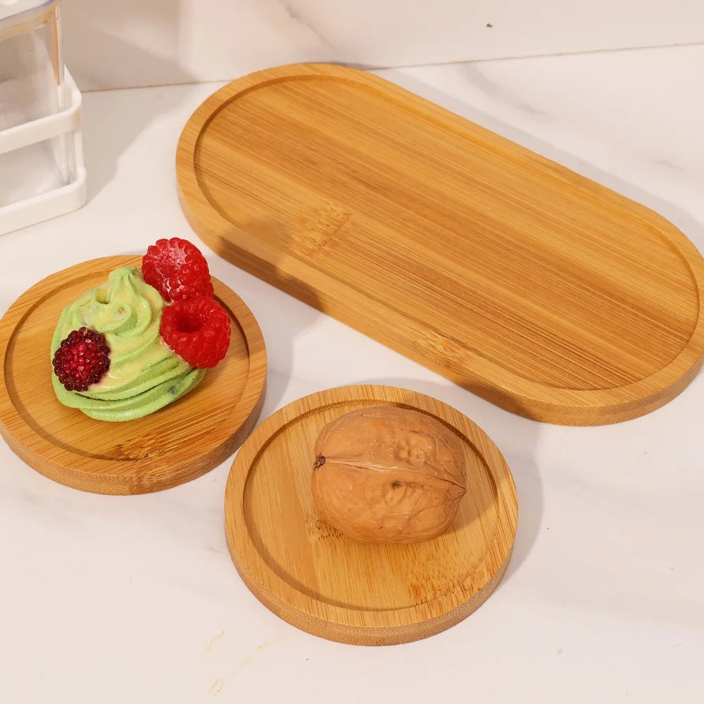 Multi-Purpose Bamboo Tray – Wooden Waterproof Decorative Plate for Home, Coffee, and Plants