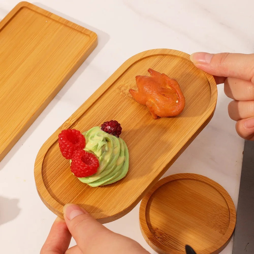 Multi-Purpose Bamboo Tray – Wooden Waterproof Decorative Plate for Home, Coffee, and Plants
