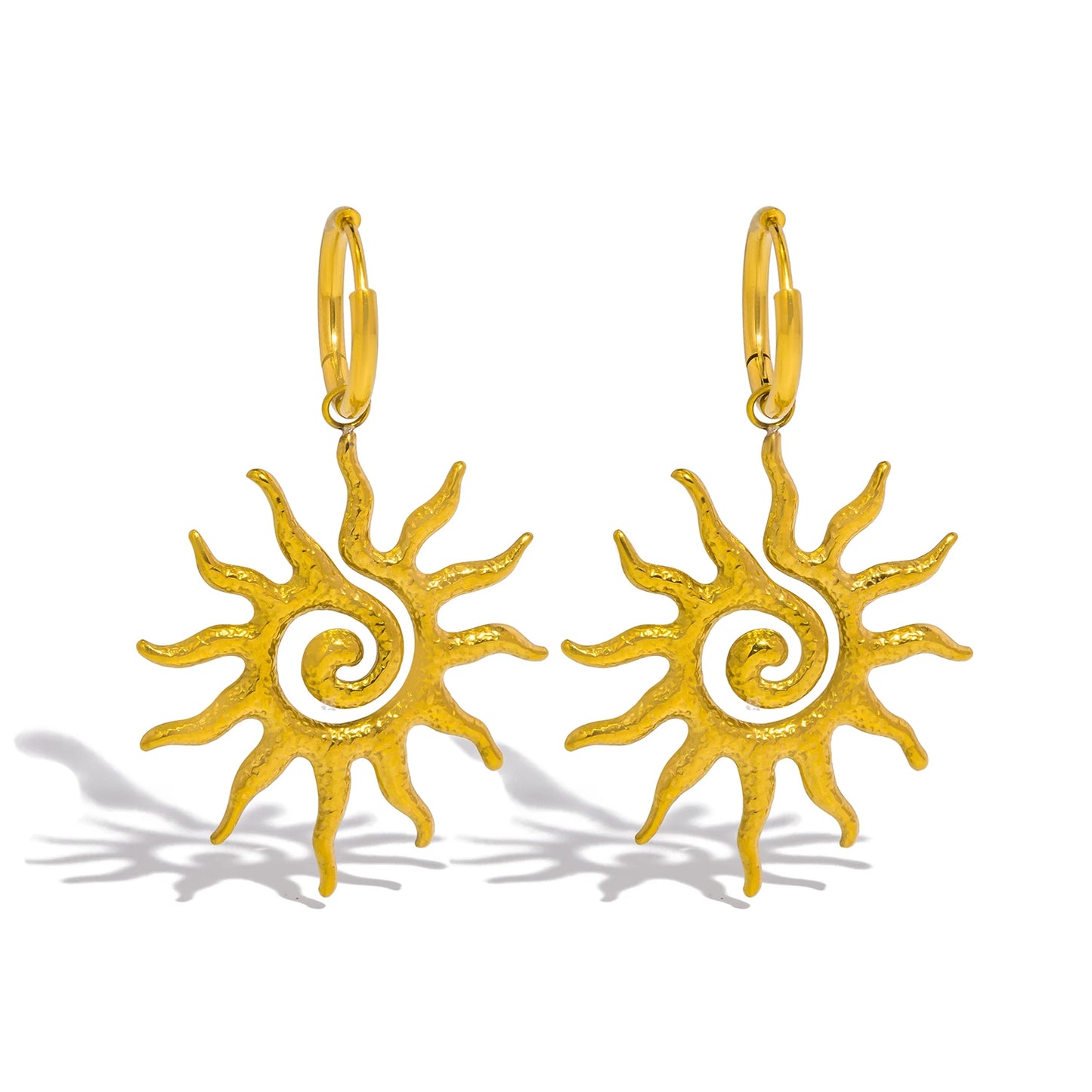 Spiral Sun Pendant Necklace for Women - 18K Gold Plated Hypoallergenic Stainless Steel, Daily Wear & Boho Gift Ideas Jewelry