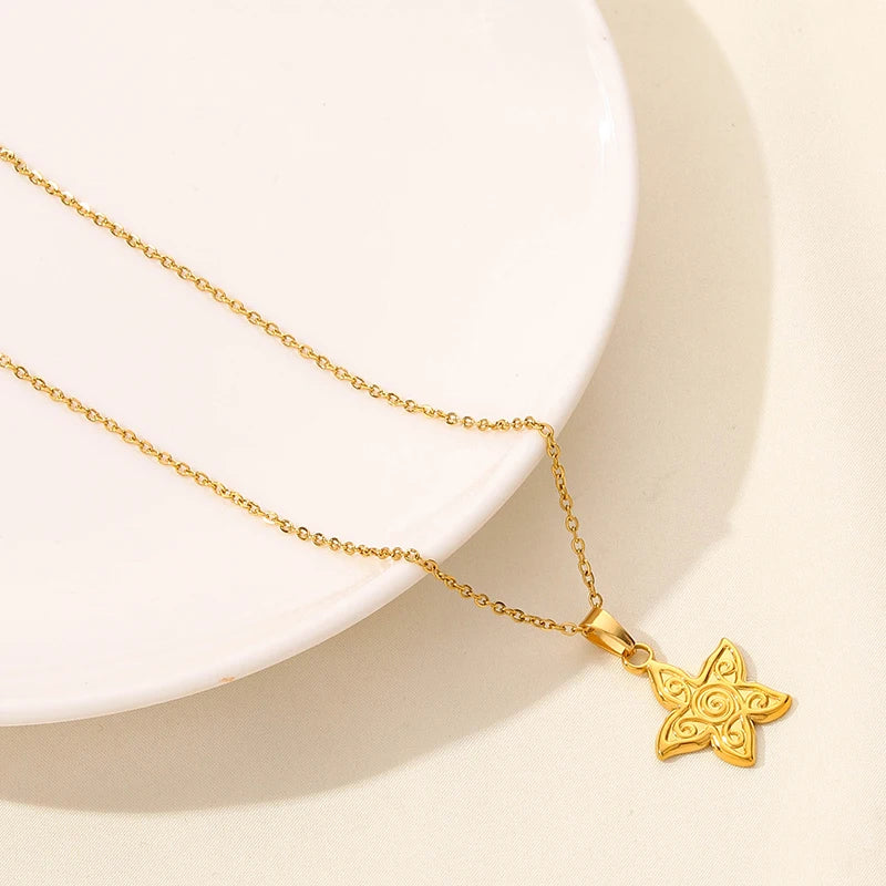 Classic Sun Moon Star Pendant Necklace Link Chain On The Neck Decor Stainless Steel Necklaces For Women Men Accessories Jewelry