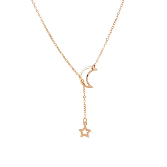 Fashion Gold Color Moon Star Pendant Choker Necklace for Women – Simple Charm Jewelry