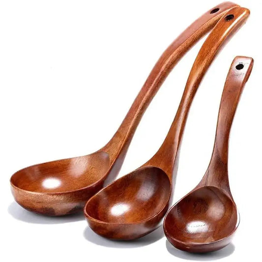 Wooden Serving Ladle – Large Natural Wood Utensil for Soup, Cooking, and Kitchen Use