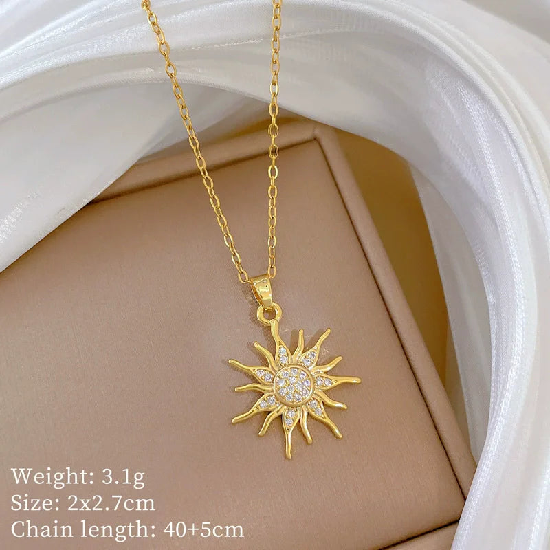 Sun Necklace, Woman Jewelry ,Fashion Wedding Party Accessories Gold Plated, Opal Sun Pendant ,Rapunzel Choker, Gift