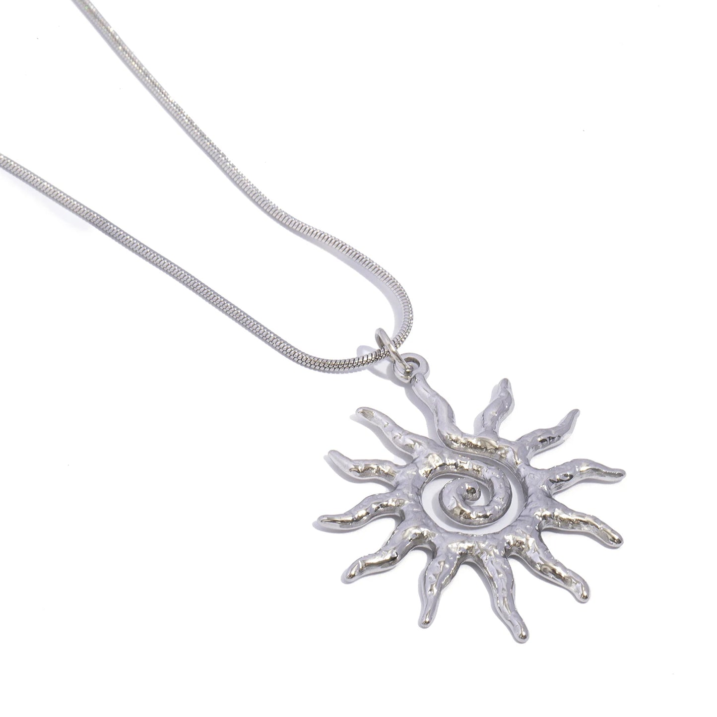 Spiral Sun Pendant Necklace for Women - 18K Gold Plated Hypoallergenic Stainless Steel, Daily Wear & Boho Gift Ideas Jewelry