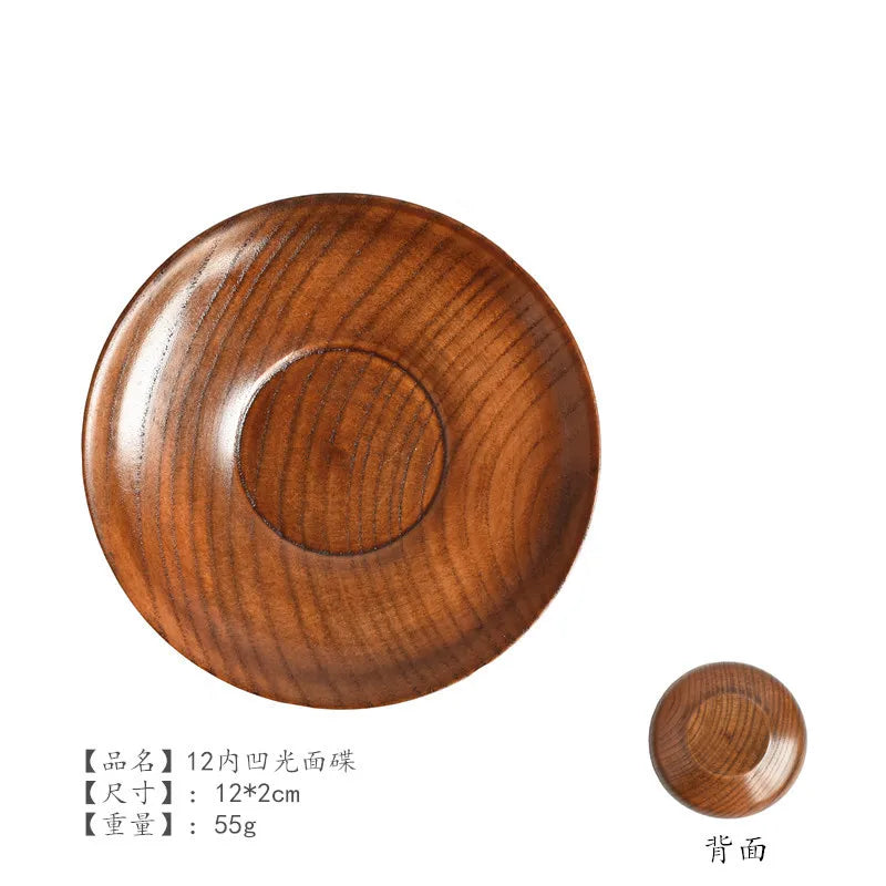 Round Wooden Seasoning Plate – Reusable Dishware for Snacks, Salad, and Kitchen Use