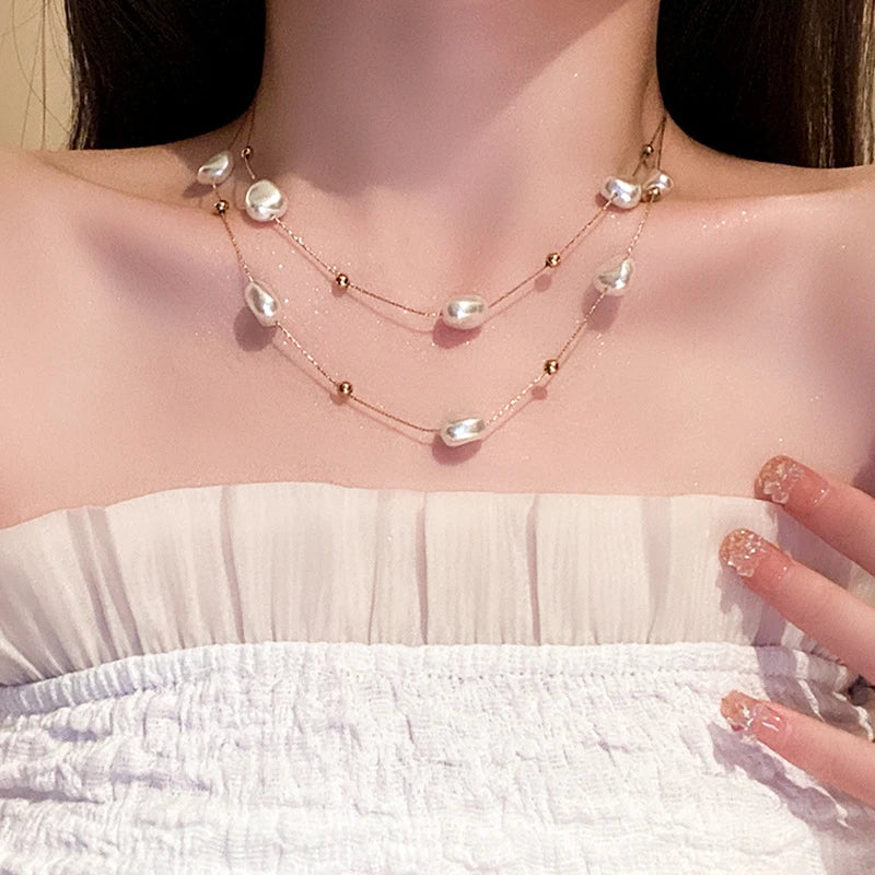 New Fashion Geometric Sequins Tassel Choker Necklace for Women Boho Star Moon Pendant Multi Layered Chain Necklace Party Jewelry