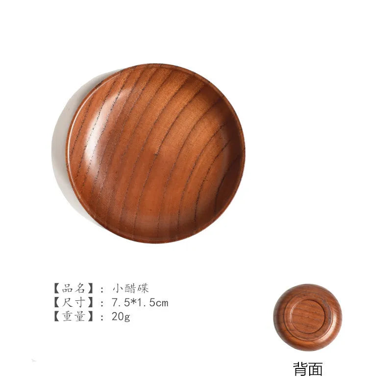 Round Wooden Seasoning Plate – Reusable Dishware for Snacks, Salad, and Kitchen Use