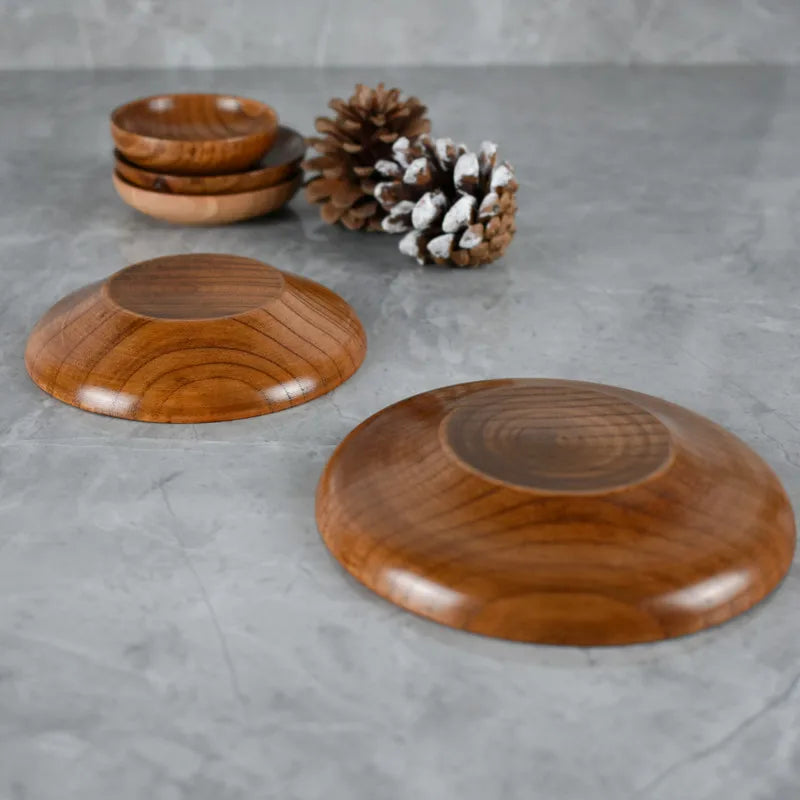 Round Wooden Seasoning Plate – Reusable Dishware for Snacks, Salad, and Kitchen Use