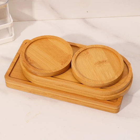 Multi-Purpose Bamboo Tray – Wooden Waterproof Decorative Plate for Home, Coffee, and Plants