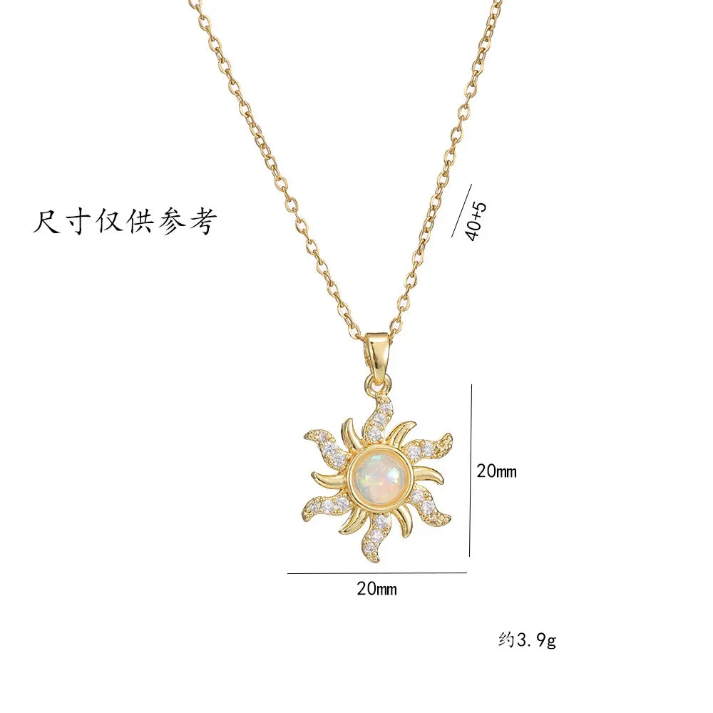 Sun Necklace, Woman Jewelry ,Fashion Wedding Party Accessories Gold Plated, Opal Sun Pendant ,Rapunzel Choker, Gift
