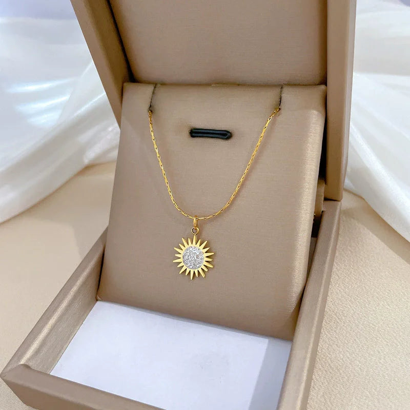 Sun Necklace, Woman Jewelry ,Fashion Wedding Party Accessories Gold Plated, Opal Sun Pendant ,Rapunzel Choker, Gift