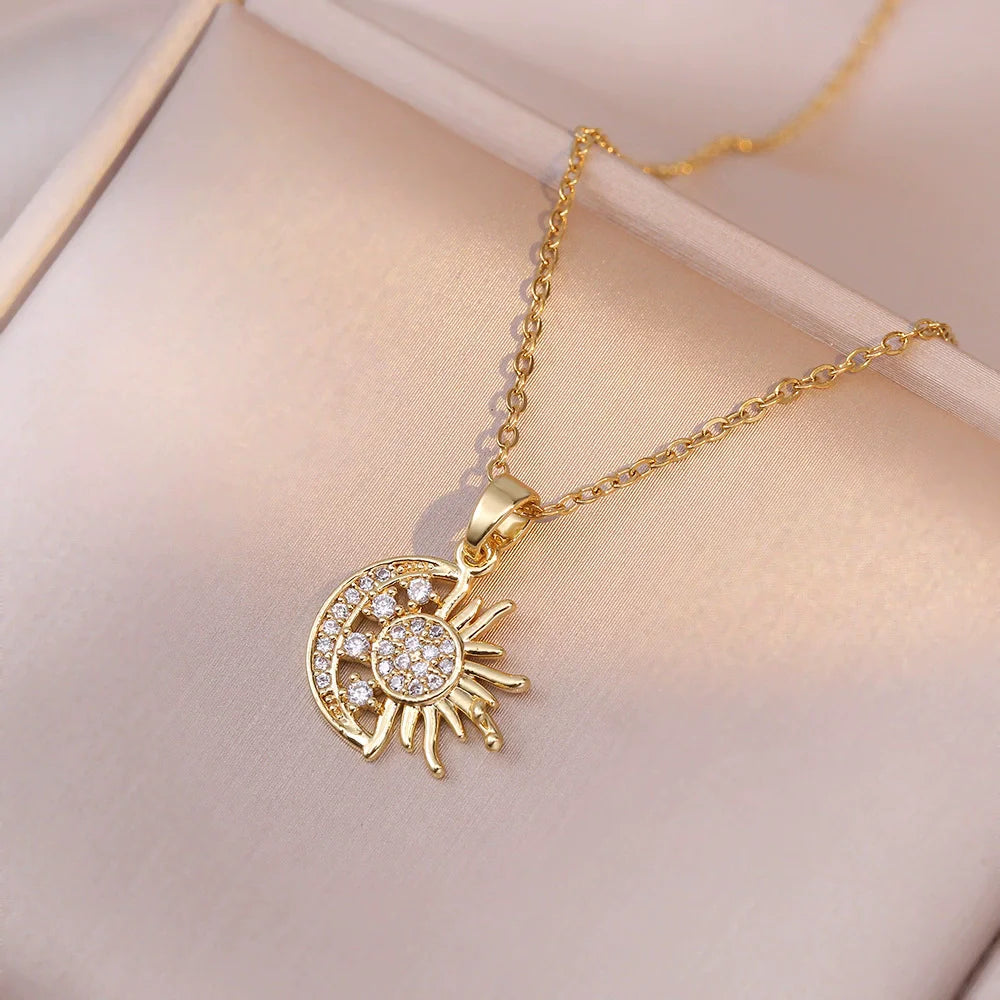 Sun Necklace, Woman Jewelry ,Fashion Wedding Party Accessories Gold Plated, Opal Sun Pendant ,Rapunzel Choker, Gift