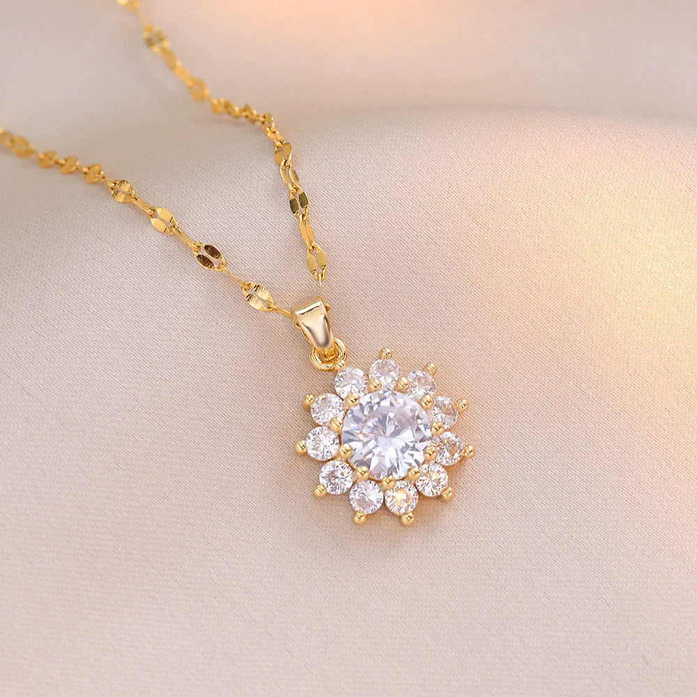 Sun Necklace, Woman Jewelry ,Fashion Wedding Party Accessories Gold Plated, Opal Sun Pendant ,Rapunzel Choker, Gift